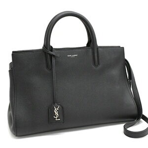 Saint Laurent Paris Cabas Rive Gauche Handbag Black Leather